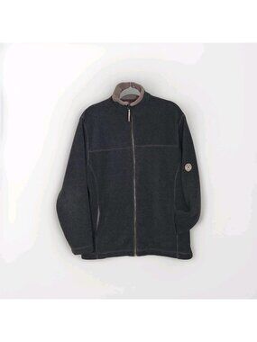 Pierre Cardin Fleece Jacket Men M Brown Gray Full Zip Lined Coat Plush Gorpcore